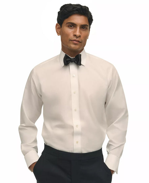 B By Brooks Brothers Men's White Regular Fit Non-Iron Spread Collar French Cuff Formal Dress Shirt  | B By Brooks Brothersin Lebanon