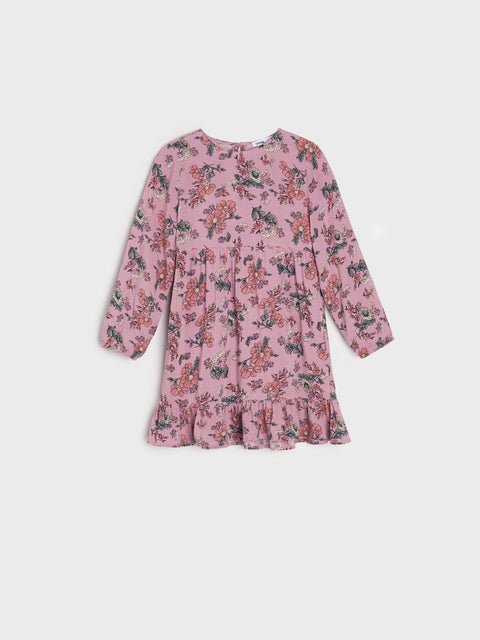 Pink floral dress on a white background