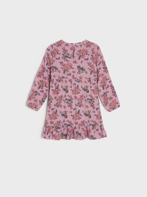 Pink floral dress on a white background