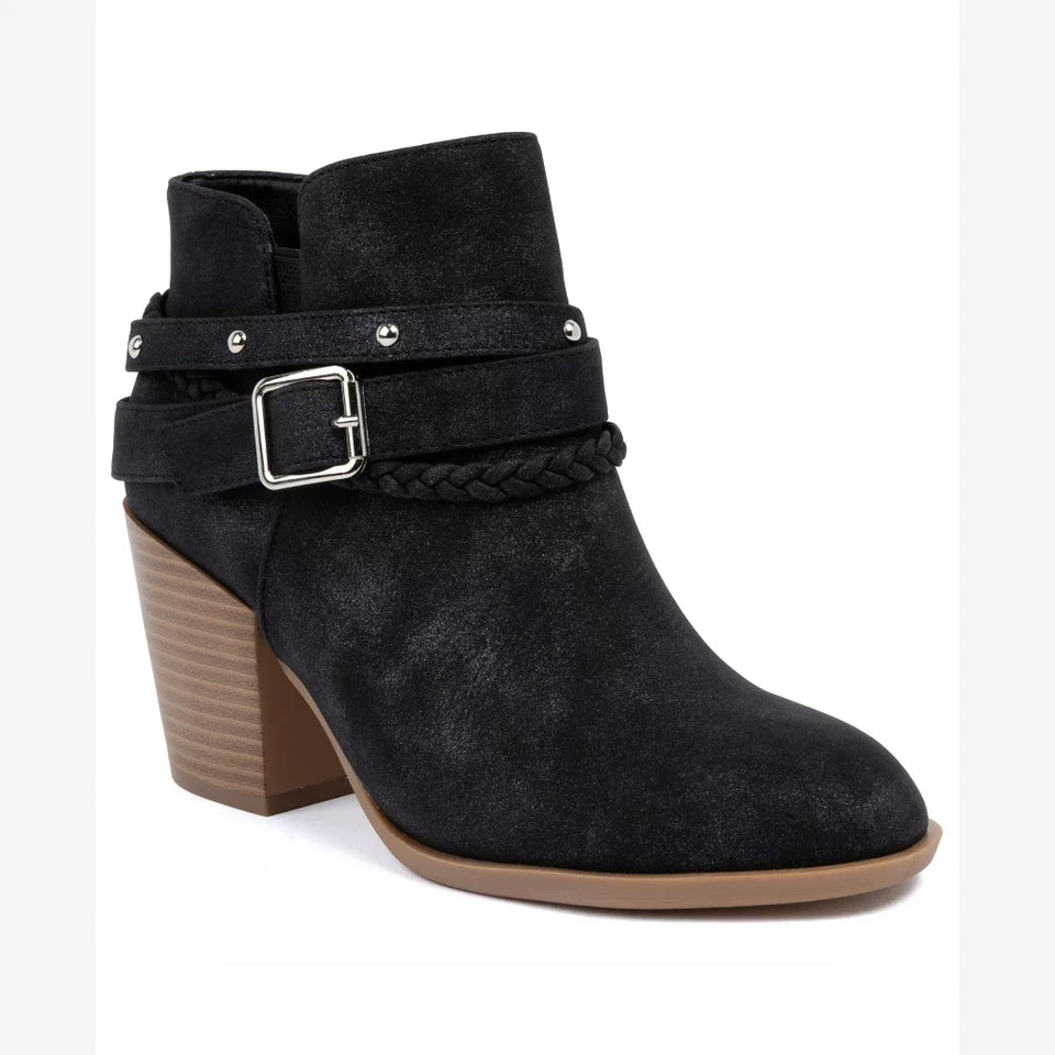 Sugar Two-Step Women's Black Sansa Slip-on Ankle Wedge Boots