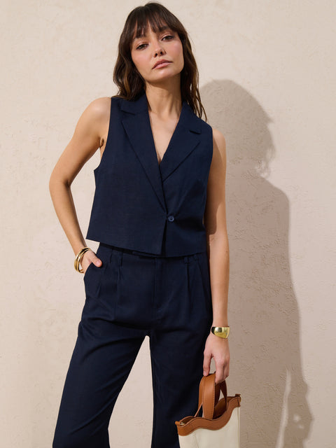 Sinsay Women's Navy Elegant Trousers With Pleats | Sinsay In Lebanon