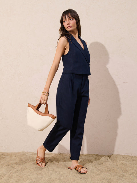 Sinsay Women's Navy Elegant Trousers With Pleats | Sinsay In Lebanon