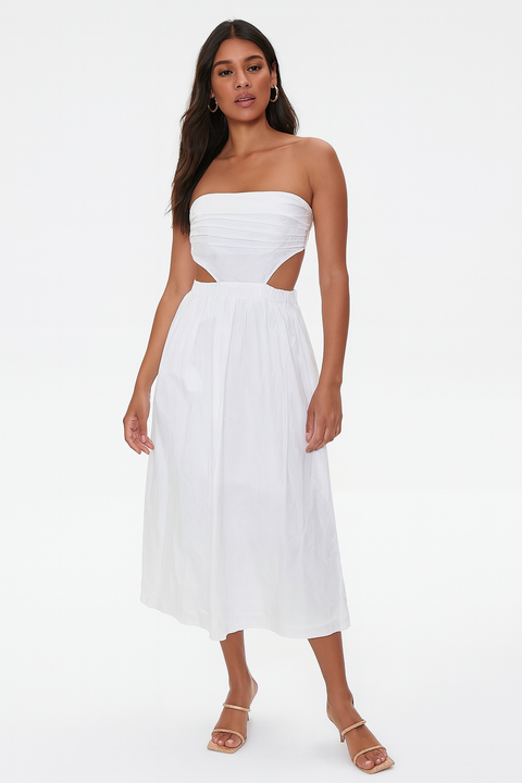 Forever 21 Women's White Cut-Out Strapless Dress |Forever 21 In Lebanon