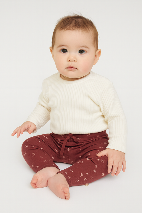 POMPdeLUX Baby Girl's Dark Purple Printed Leggings | POMPdeLUX in Lebanon