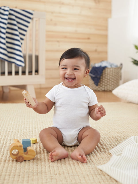 Geber Baby's Unisex White Pack Of 4 Short Sleeve Bodysuits | Geber In Lebanon