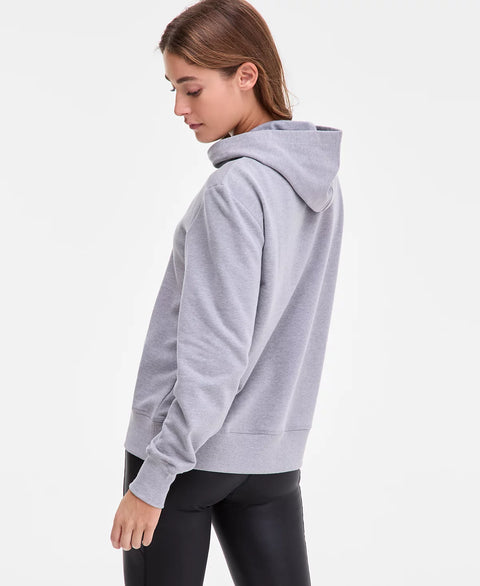 Id Ideology Women's Grey Heather Kangaroo-Pocket Fleece Hoodie | Id Ideology In Lebanon