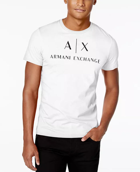 A|X Armani Exchanges Men's White Solid Logo T-Shirt | A|X Armani Exchanges In Lebanon