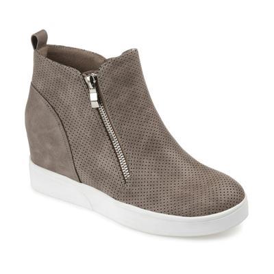 Journee Women's Pennelope Wide Wedge Sneakers (Taupe Synthetic) - Size 7.5 W