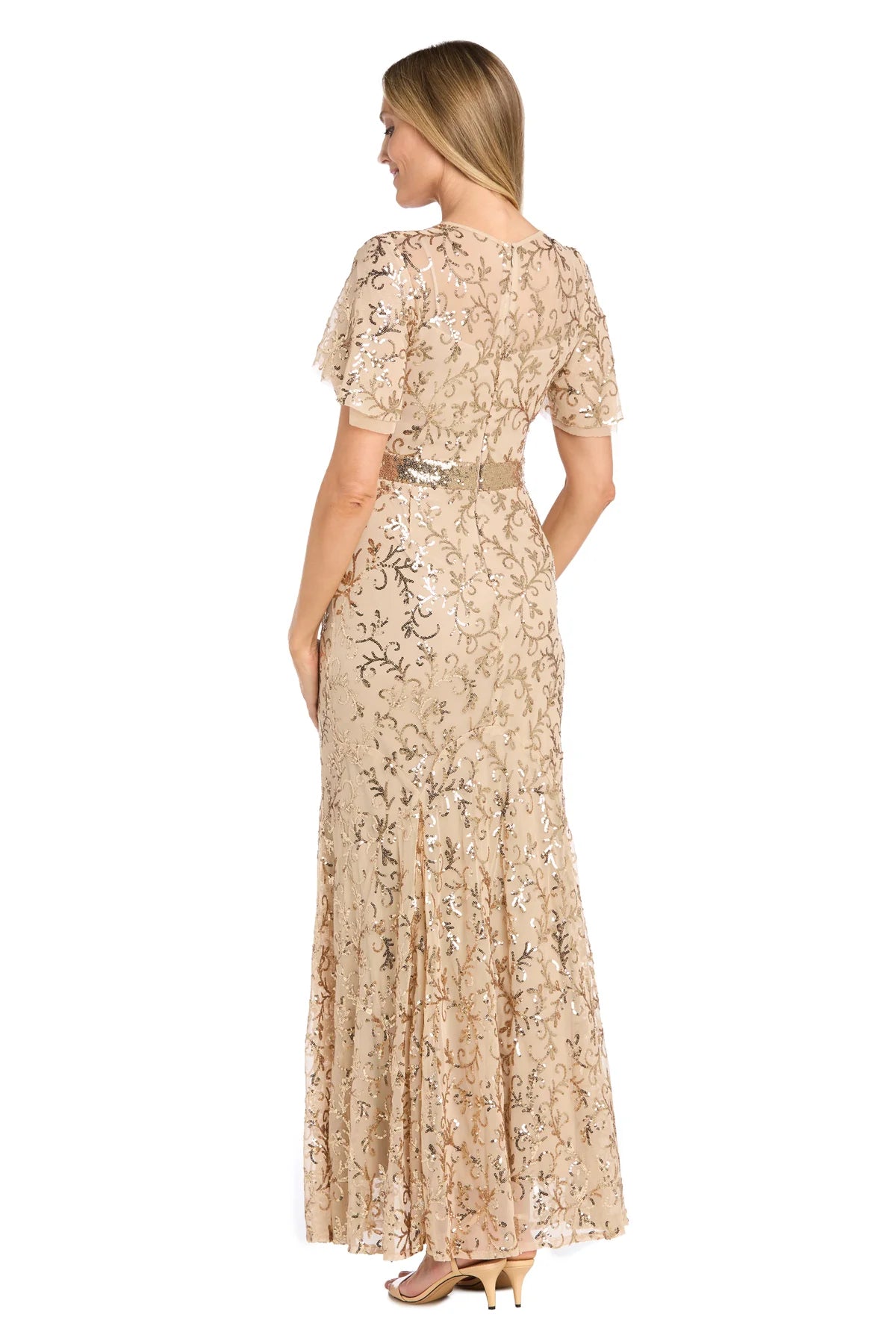 R&M Richards Womens's Gold Plus Size  Floral Dress | R&M Richards in Lebanon