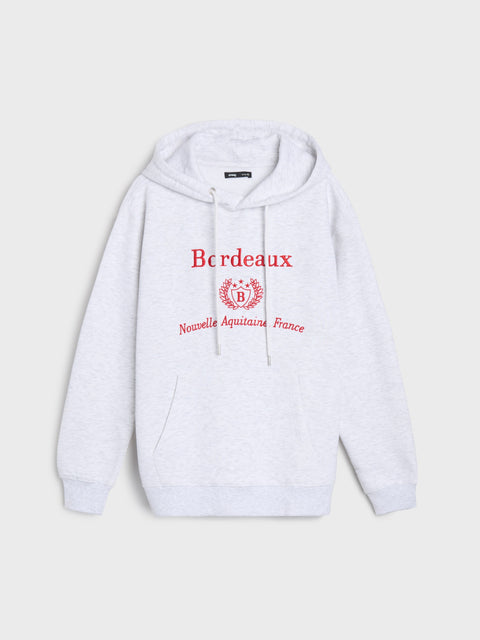 Sinsay Women's Light Gray Embroidery Printed Hoodie |Sinsay In Lebanon