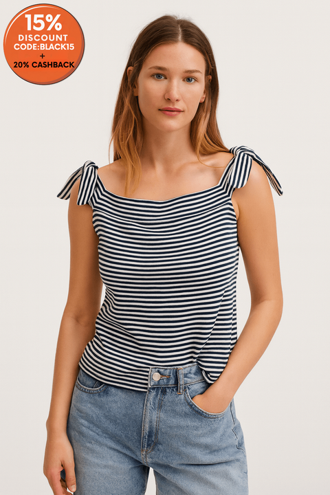 Mango Women's Multicolor Off the Shoulder Striped Ribbed Top | Mango in Lebanon