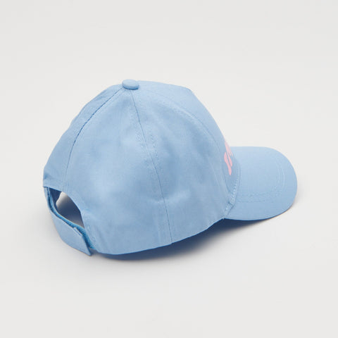 Light blue baseball cap on a light gray background
