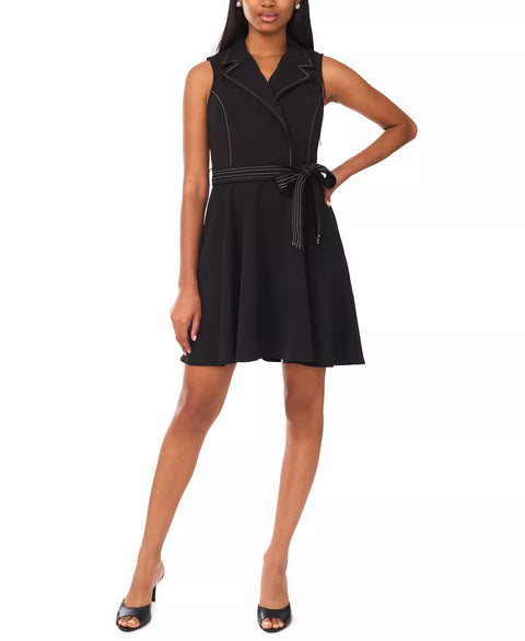 MSK Women's Black Sleeveless Self Belt Wrap Dress |  MSK  in Lebanon