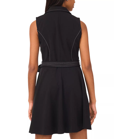 MSK Women's Black Sleeveless Self Belt Wrap Dress |  MSK  in Lebanon