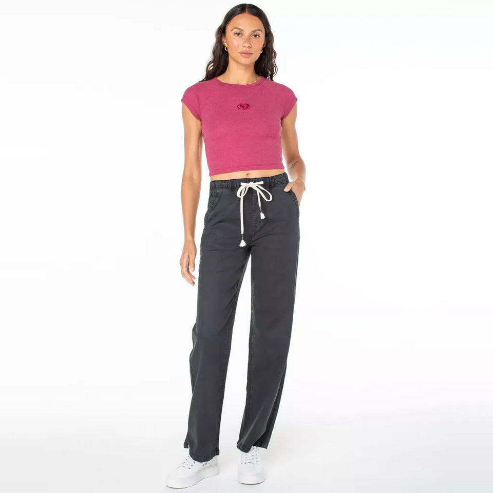 Roxy Women's Dark Gray Elastic Drawstring Waist Pants