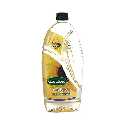 Bottle of Gandour sunflower oil on a white background