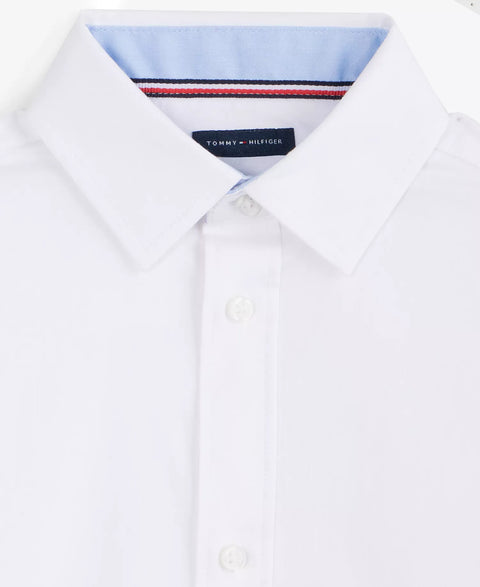 Tommy Hilfiger Big Boys' White Long Sleeve Stretch Solid Twill Shirt | Tommy Hilfiger in Lebanon