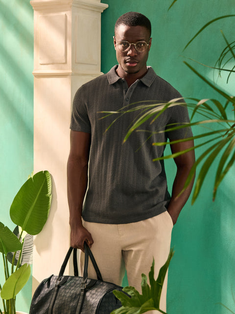 Sinsay Men's Dark Gray Polo Neck T-Shirt|Sinsay In Lebanon