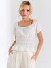 Sinsay Women’s White Textured Smocked Peplum Blouse | Sinsay in Lebanon