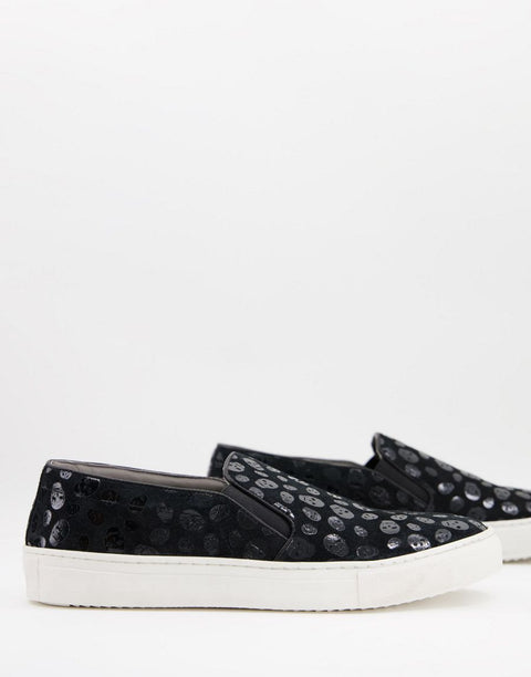Bolongaro Trevor Women's Black Synthetic Embossed Skull Slip On Sneakers |Bolongaro Trevor In Lebanon