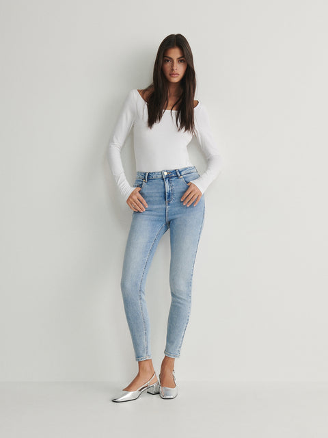 Reserved Women's Light Blue Slim Mid-Rise Jeans | Reserved In Lebanon