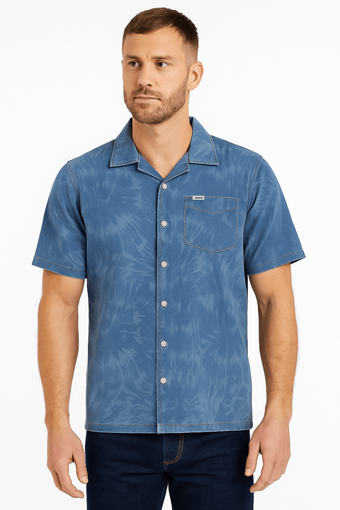 Wrangler Men's Washed Blue Retro Resort Denim Shirt | Wrangler In Lebanon