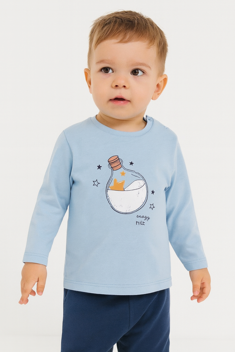 Sinsay Boy's Light Blue Long sleeve Blouse With Print | Sinsay In Lebanon