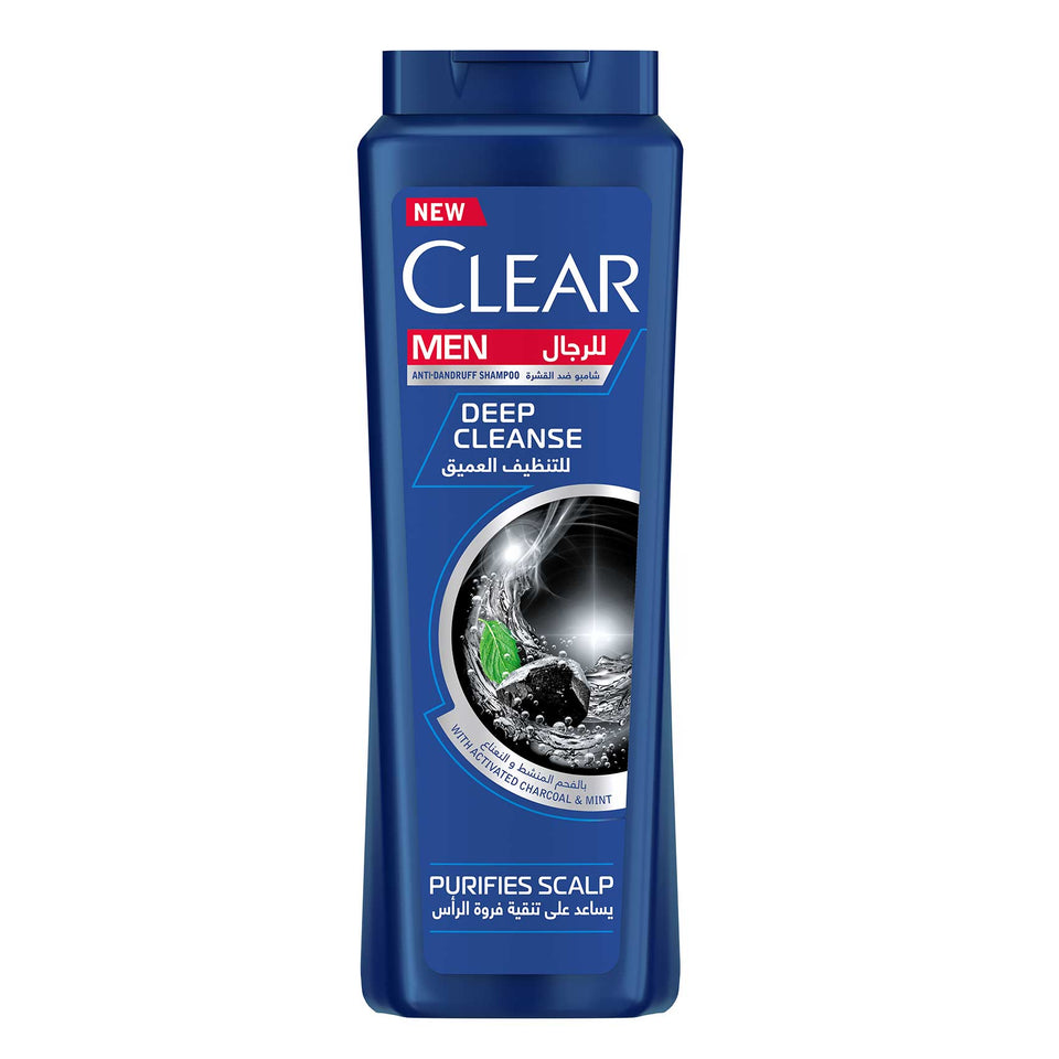 Clear Men Deep Cleanse shampoo bottle on a white background