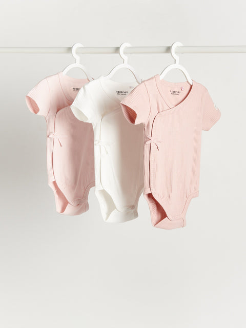 Reserved Baby Girl's Bodysuit With Envelope Closure 3 Pack | Reserved In Lebanon