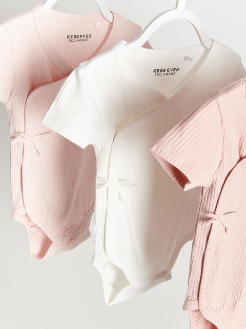 Reserved Baby Girl's Bodysuit With Envelope Closure 3 Pack | Reserved In Lebanon