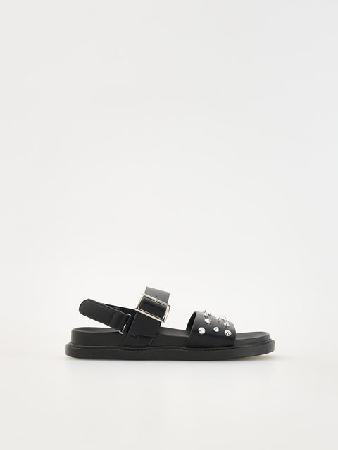 Reserved Girl's Black Sandals With Rhinestones | Reserved In Lebanon