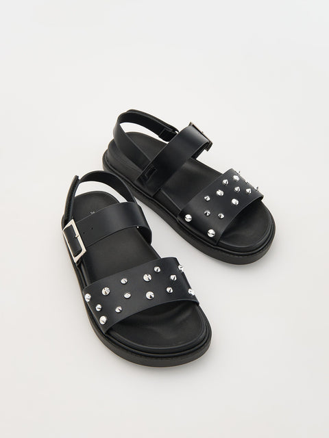 Reserved Girl's Black Sandals With Rhinestones | Reserved In Lebanon