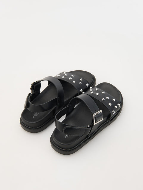 Reserved Girl's Black Sandals With Rhinestones | Reserved In Lebanon