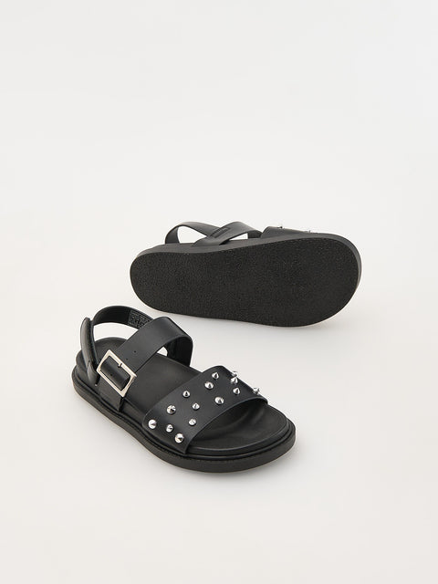 Reserved Girl's Black Sandals With Rhinestones | Reserved In Lebanon