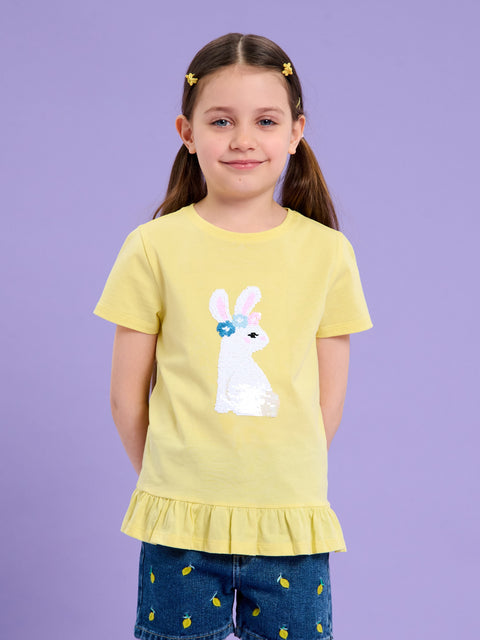 Sinsay Girl's Yellow With Ruffles  T-Shirt | Sinsay in Lebanon