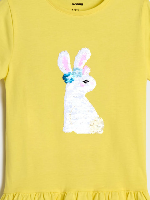 Sinsay Girl's Yellow With Ruffles  T-Shirt | Sinsay in Lebanon