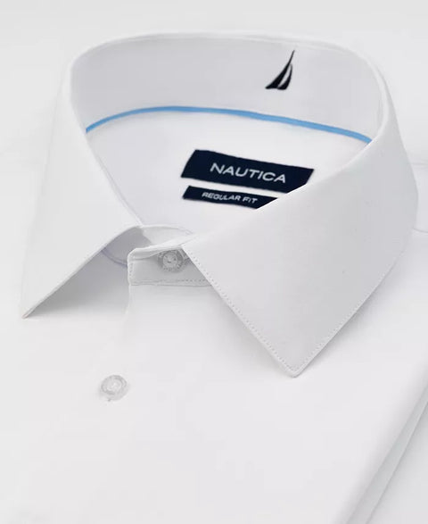 Nautica Men’s White Regular Fit Long Sleeve Supershirt Dress Shirt |Nautica In Lebanon