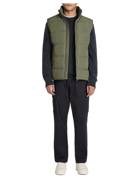 Celio Men's Khaki Green Puffer Down Vests | Celio In Lebanon