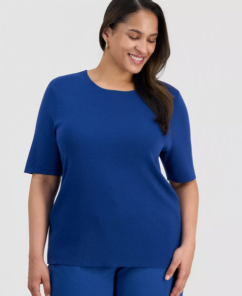 Tahari Women’s Royal Blue Plus Size Knit Blouse|Tahari In Lebanon
