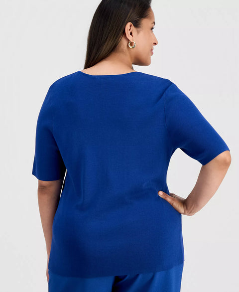 Tahari Women’s Royal Blue Plus Size Knit Blouse|Tahari In Lebanon