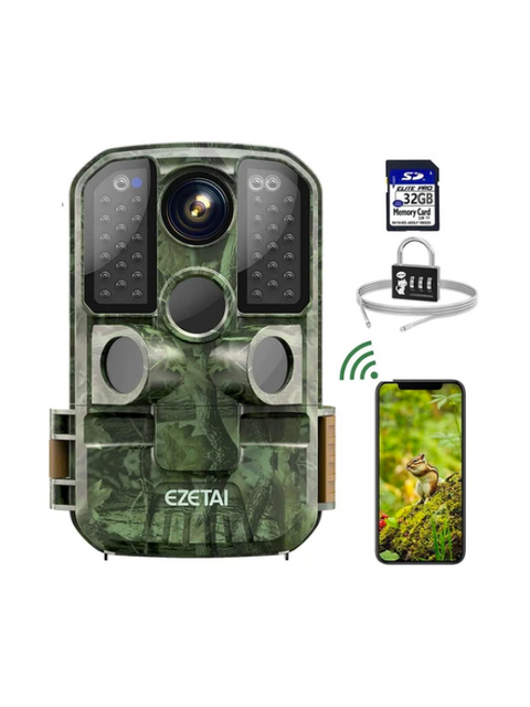 EZETAI Trail Camera WiFi1296P 24MP Wildlife Scouting Hunting Camera with Night Vision Outdoor for Wildlife Monitoring, AM98.