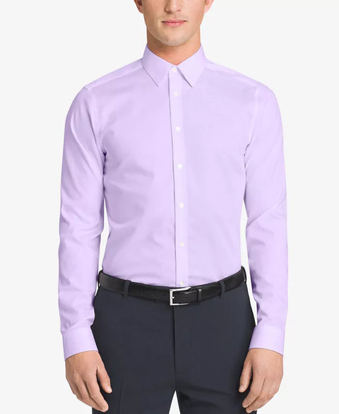 Calvin Klein Steel Men's Lilac Slim-Fit Non-Iron Herringbone Dress Shirt | Calvin Klein In Lebanon