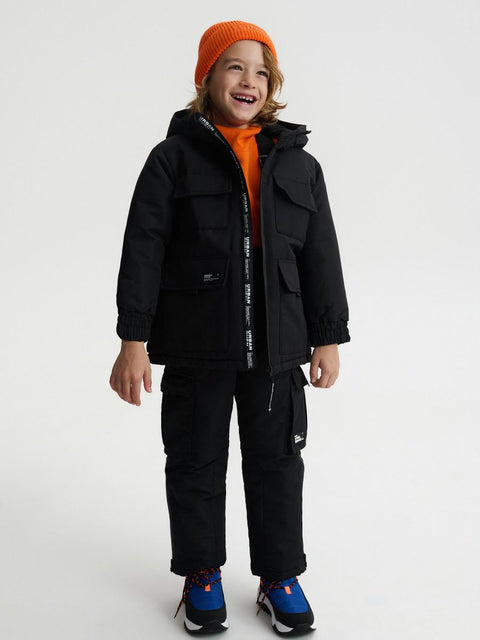 Reserved Boy's Black Quilted Hooded Jacket|Reserved In Lebanon