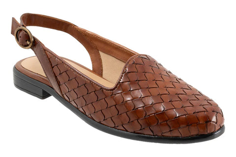 Trotters Women's Brown Woven Slingback Flat | Trotters in Lebanon
