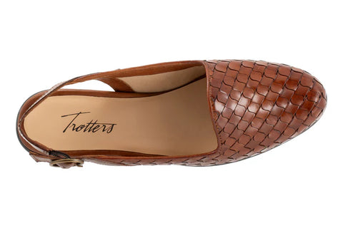 Trotters Women's Brown Woven Slingback Flat | Trotters in Lebanon