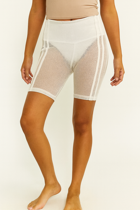 Forever 21 Women's White High-Rise Biker Short | Forever 21 In Lebanon