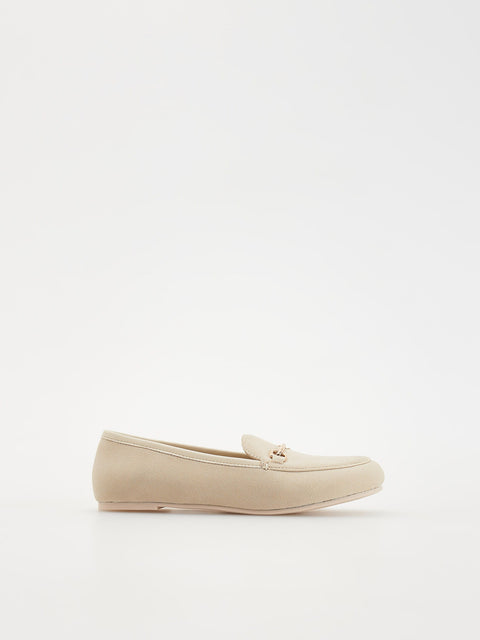 Beige loafer shoe on a white background
