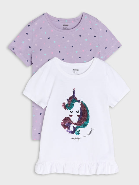 Sinsay Baby Girl's White/Purple 2 pack T-Shirt  | Sinsay in Lebanon