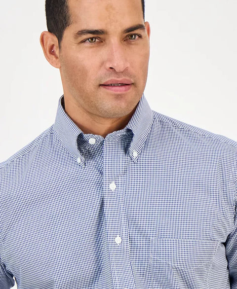 Club Room Men's Navy & White Regular Fit Mini Gingham Dress Shirt | Club Room In Lebanon