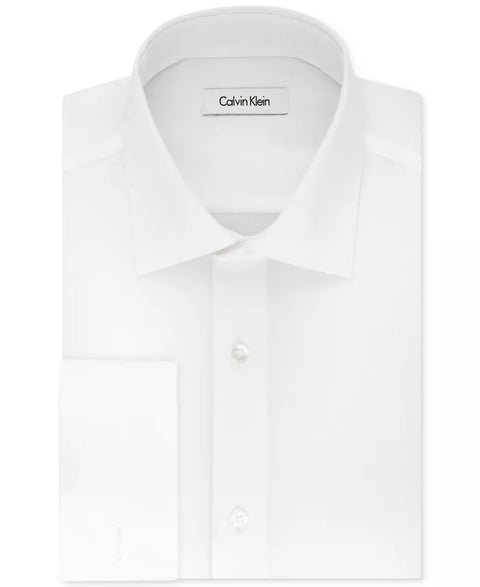 Calvin Klein Steel Men's White Regular Fit Non-Iron Performance French Cuff Dress Shirt |Calvin Klein In Lebanon
